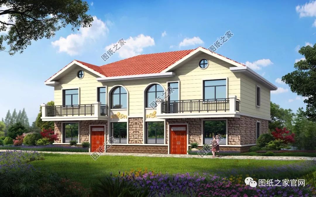 兄弟雙拼別墅二層、三層戶型方案大全（帶外觀圖片），想建雙拼的必看