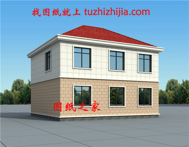 110平方米新農(nóng)村實(shí)用現(xiàn)代的二層建筑設(shè)計(jì)圖紙帶外觀圖11X10