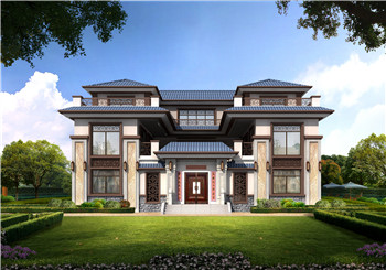 新農(nóng)村中式三層四合院別墅設(shè)計(jì)戶(hù)型圖，農(nóng)村自建四合院效果圖