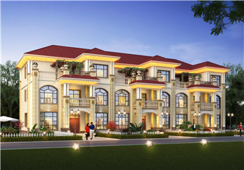 新款農(nóng)村三拼三戶(hù)別墅設(shè)計(jì)圖及效果圖三層戶(hù)型，外觀(guān)靚麗新穎