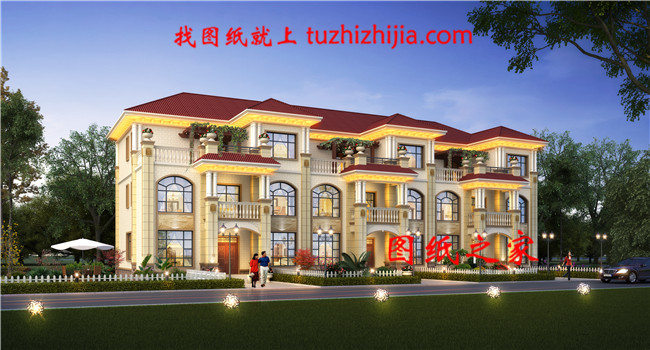 最新農(nóng)村三層三拼三戶別墅設(shè)計(jì)戶型圖效果圖