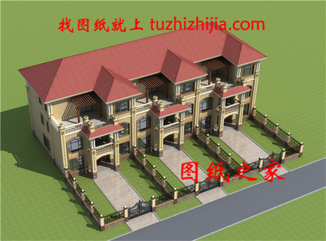 最新農(nóng)村三層三拼三戶別墅設(shè)計(jì)戶型圖效果圖