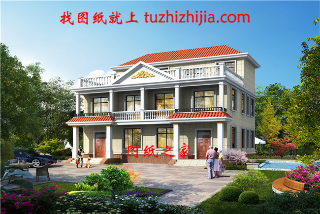 農村三層兄弟雙拼別墅設計圖效果圖，14X12米