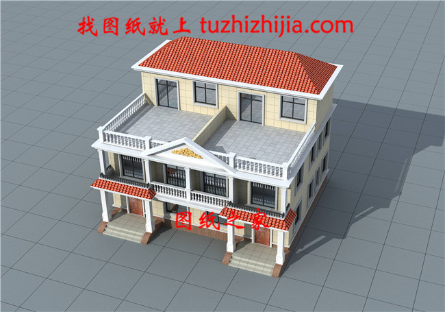 農村三層兄弟雙拼別墅設計圖效果圖，14X12米