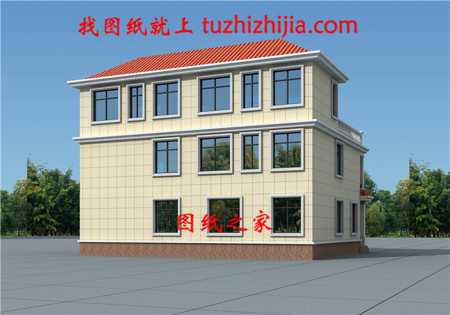 農村三層兄弟雙拼別墅設計圖效果圖，14X12米