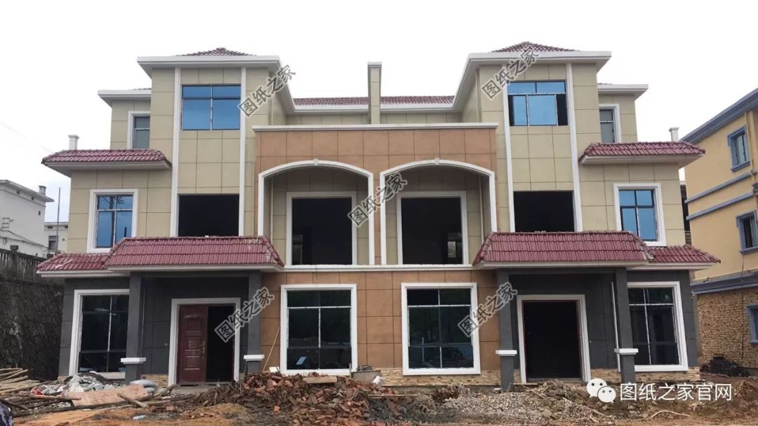 湖南兄弟自建雙拼別墅實(shí)拍圖，完工圖大氣、好看，附戶型設(shè)計(jì)【建房實(shí)拍】