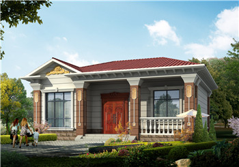 經(jīng)濟(jì)型實(shí)用歐式一層小樓房別墅平房設(shè)計(jì)圖，11X10米