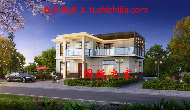 二層小別墅設(shè)計(jì)方案圖，帶cad施工圖和外觀效果圖