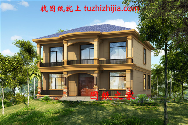 鄉(xiāng)村二層別墅設(shè)計(jì)圖紙（效果圖+全套施工方案）