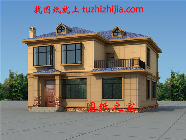 鄉(xiāng)村二層別墅設(shè)計(jì)圖紙（效果圖+全套施工方案）