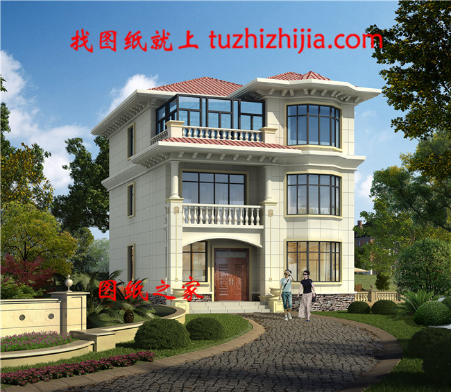 新農(nóng)村現(xiàn)代別墅建筑設(shè)計圖紙（含外觀效果圖）