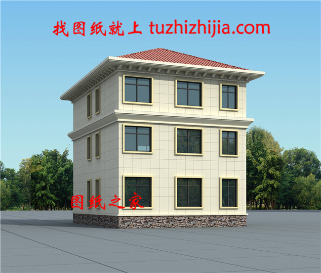 新農(nóng)村現(xiàn)代別墅建筑設(shè)計圖紙（含外觀效果圖）