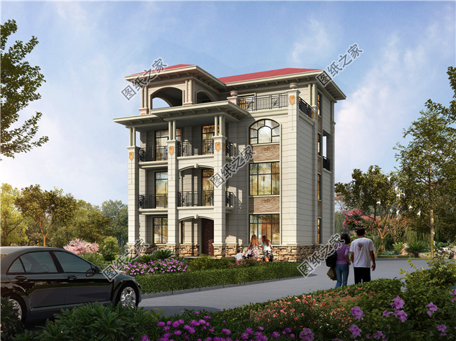 新款私人定制四層歐式獨(dú)棟住宅別墅設(shè)計(jì)圖紙，含外觀效果圖