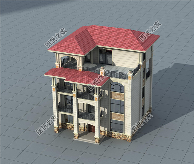 新款私人定制四層歐式獨(dú)棟住宅別墅設(shè)計(jì)圖紙，含外觀效果圖