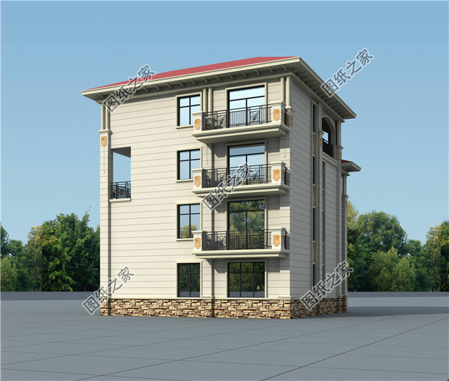 新款私人定制四層歐式獨(dú)棟住宅別墅設(shè)計(jì)圖紙，含外觀效果圖