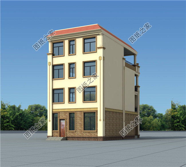 新農(nóng)村四層房屋設計圖，帶屋頂花園（露臺）