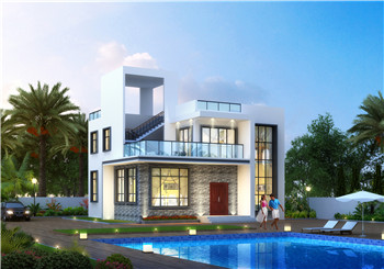 農(nóng)村自建房鄉(xiāng)村超現(xiàn)代平屋頂二層別墅圖設(shè)計方案，造價低，施工簡單