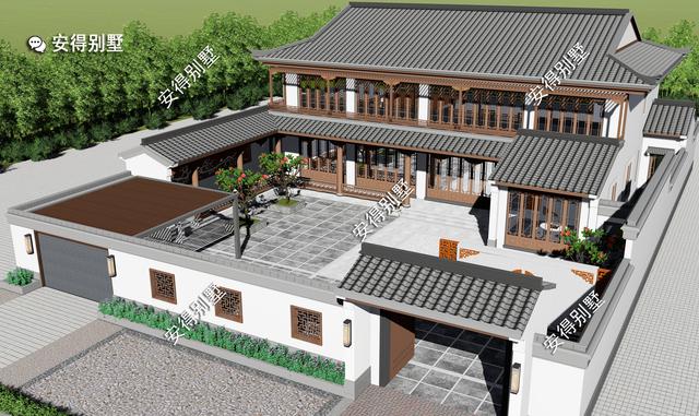 8棟真正的中式四合院別墅效果圖片，款款美如畫