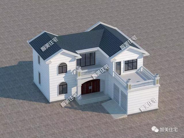 幾棟中式風(fēng)格別墅效果圖片，平頂、帶院子的都有，含方案圖