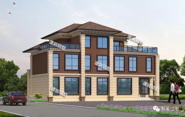 幾棟中式風(fēng)格別墅效果圖片，平頂、帶院子的都有，含方案圖