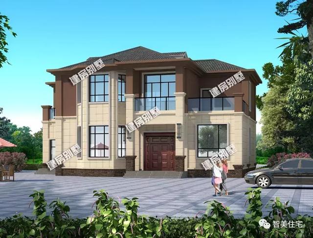 幾棟中式風(fēng)格別墅效果圖片，平頂、帶院子的都有，含方案圖