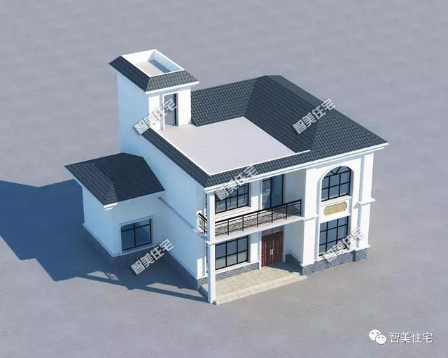 幾棟中式風(fēng)格別墅效果圖片，平頂、帶院子的都有，含方案圖