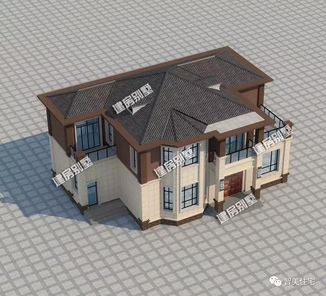 幾棟中式風(fēng)格別墅效果圖片，平頂、帶院子的都有，含方案圖