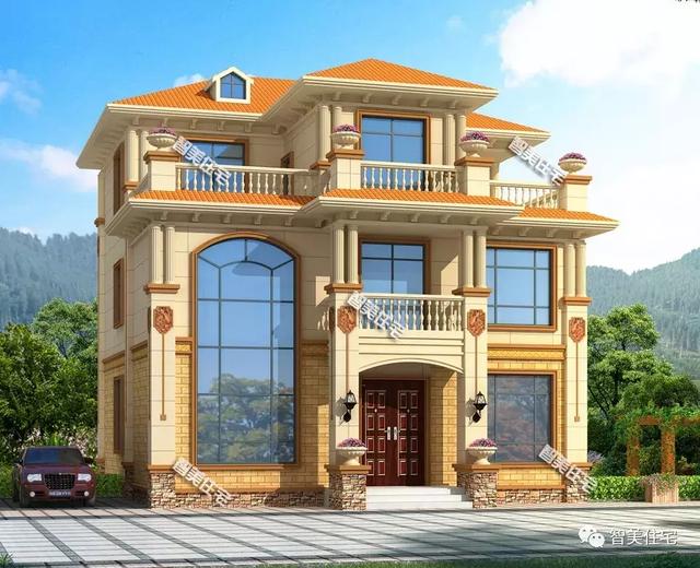 旋轉(zhuǎn)樓梯的復(fù)式二層半歐式別墅圖，父母喜歡的不行