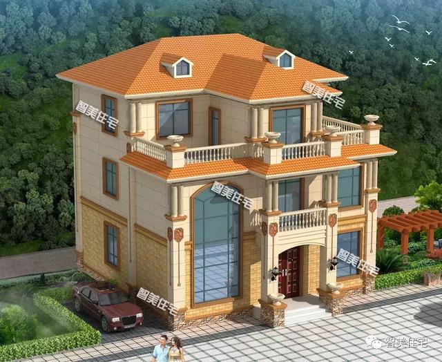 旋轉(zhuǎn)樓梯的復(fù)式二層半歐式別墅圖，父母喜歡的不行