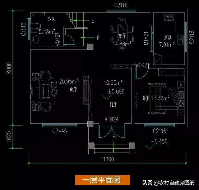 12×8米不足100平的3款別墅圖，二層、三層都有