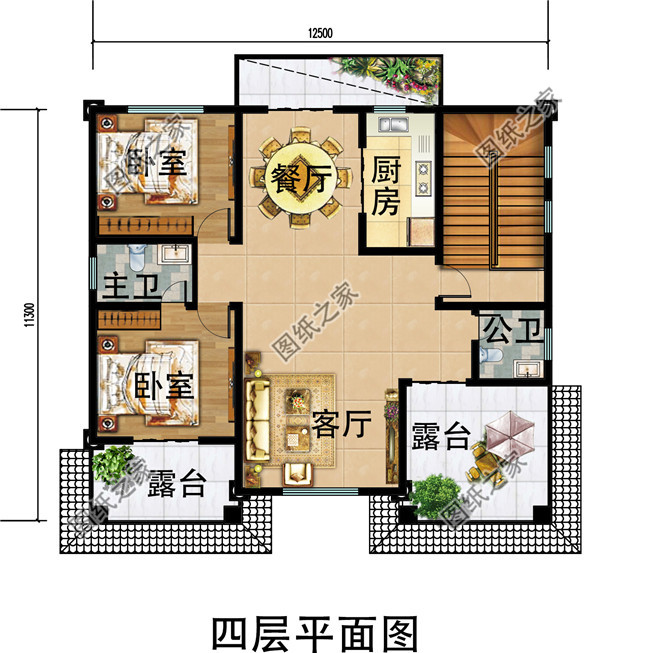 四層簡單新農(nóng)村房屋設(shè)計(jì)圖紙，造價(jià)低，適合農(nóng)村自建