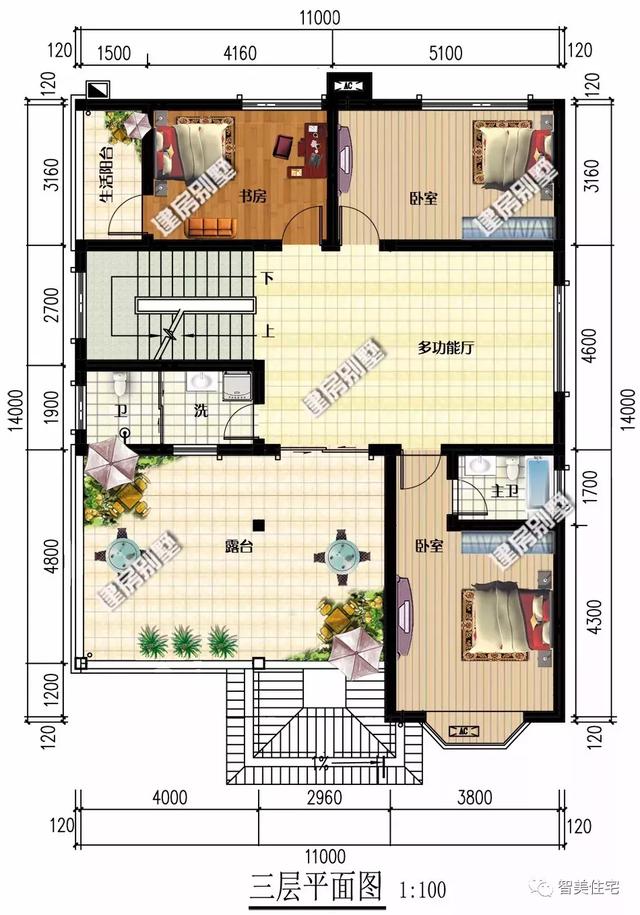 開(kāi)間11米的自建房戶型，第一棟帶車(chē)庫(kù)，第二棟更實(shí)用