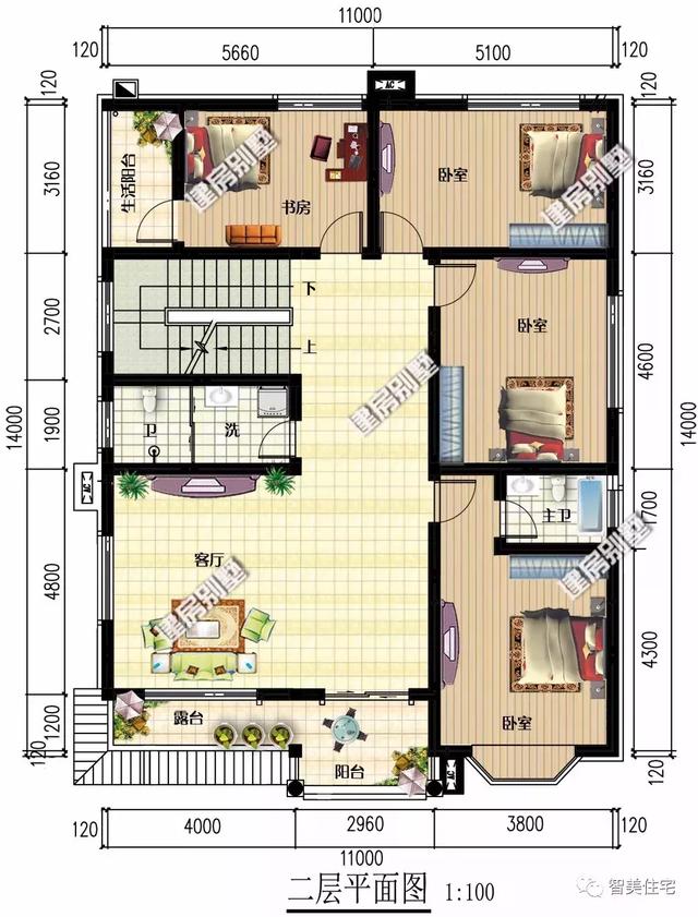 開(kāi)間11米的自建房戶型，第一棟帶車(chē)庫(kù)，第二棟更實(shí)用