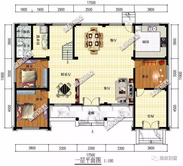 有單獨的堂屋農(nóng)村兩層別墅設(shè)計，湖南人都喜歡的戶型