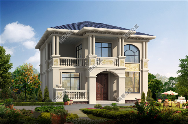 獨棟兩層歐式別墅設(shè)計圖紙（效果圖+建筑施工圖）