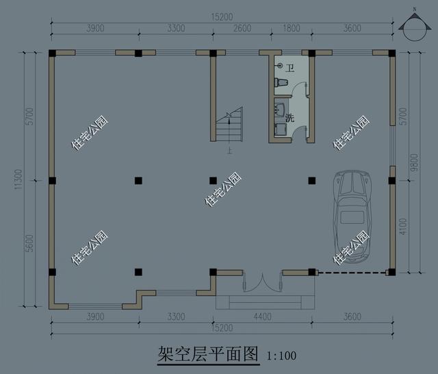 15X11米三層帶架空層別墅戶型，建起來實(shí)用