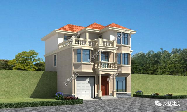 鄉(xiāng)下簡歐3層別墅帶車庫戶型，農(nóng)村清爽干凈的別墅方案