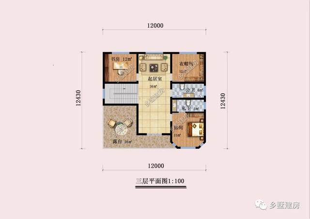 12×12.43米的農(nóng)村自建別墅方案，建一棟在農(nóng)村，眾人艷羨