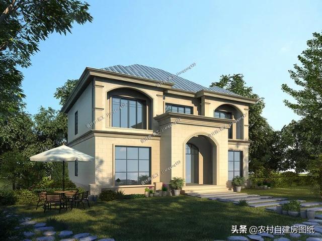 面寬12.6×進深13.5m實用型兩層歐式別墅，造價僅需35萬