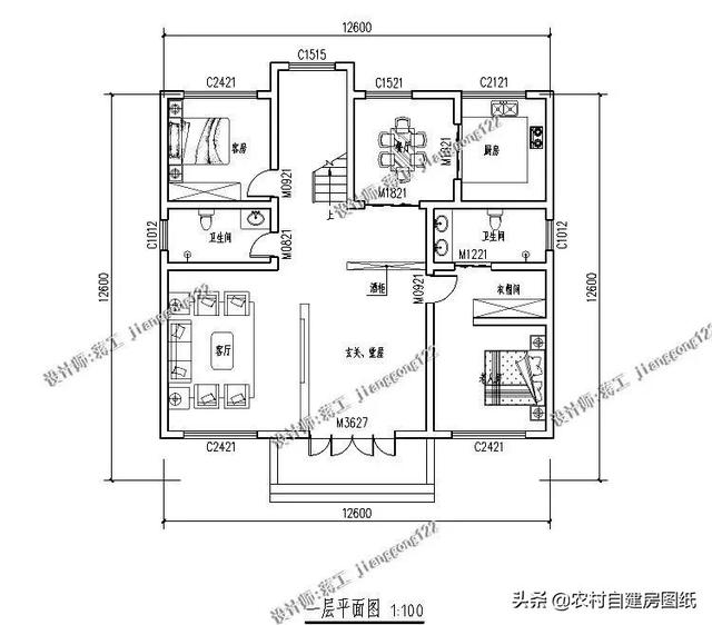 面寬12.6×進深13.5m實用型兩層歐式別墅，造價僅需35萬