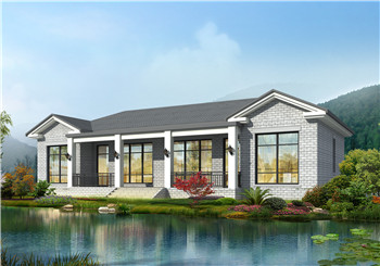 經(jīng)濟實用一層雙拼農(nóng)村別墅平房設(shè)計圖，含外觀效果圖片