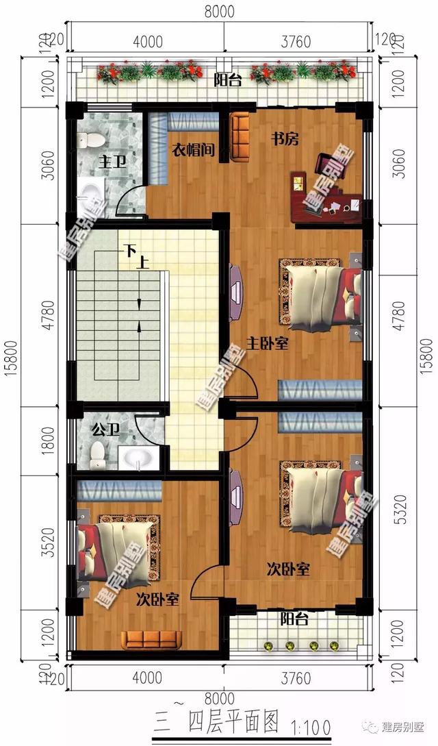 2款寬8米都的四層農(nóng)村自建別墅樓房圖，不攀比合適最重要