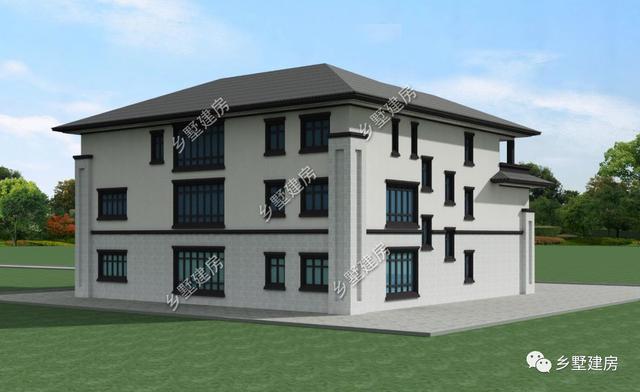 超氣派的三層中式四合院別墅圖，建一棟成村里第一