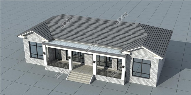 經(jīng)濟(jì)實(shí)用一層雙拼農(nóng)村別墅設(shè)計(jì)圖，含外觀效果圖