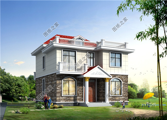 私人歐式別墅結(jié)構(gòu)設(shè)計(jì)圖，二層別墅方案（帶效果圖）