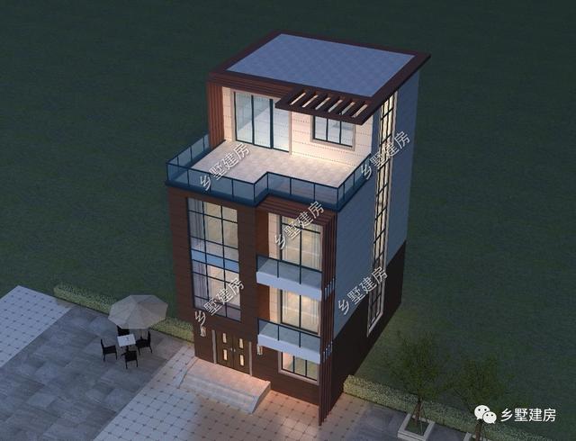 6.8X8.7米小宅基地四層別墅設(shè)計圖，現(xiàn)代感滿滿的