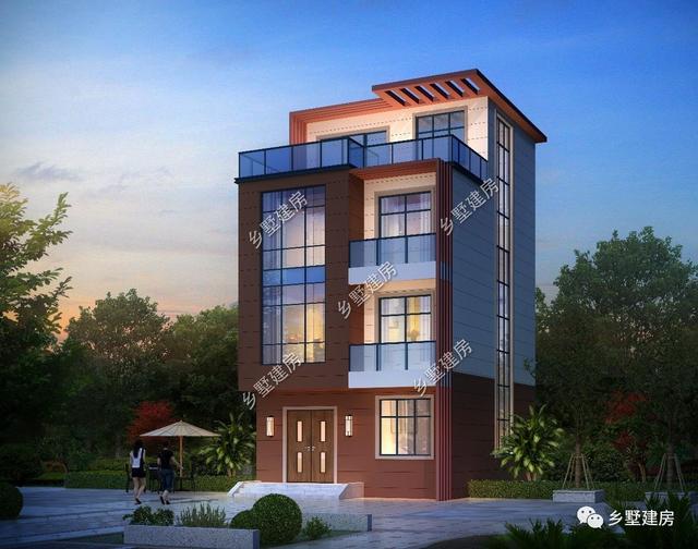 6.8X8.7米小宅基地四層別墅設(shè)計圖，現(xiàn)代感滿滿的