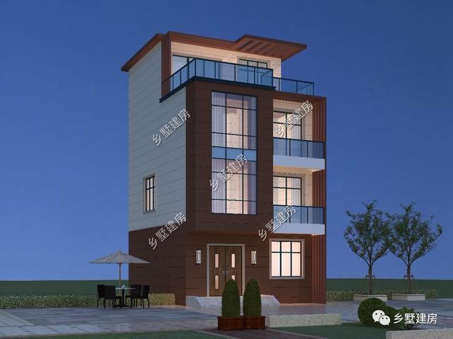 6.8X8.7米小宅基地四層別墅設(shè)計圖，現(xiàn)代感滿滿的