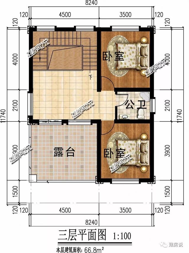 90平三層自建樓房圖，宅基地小也不怕