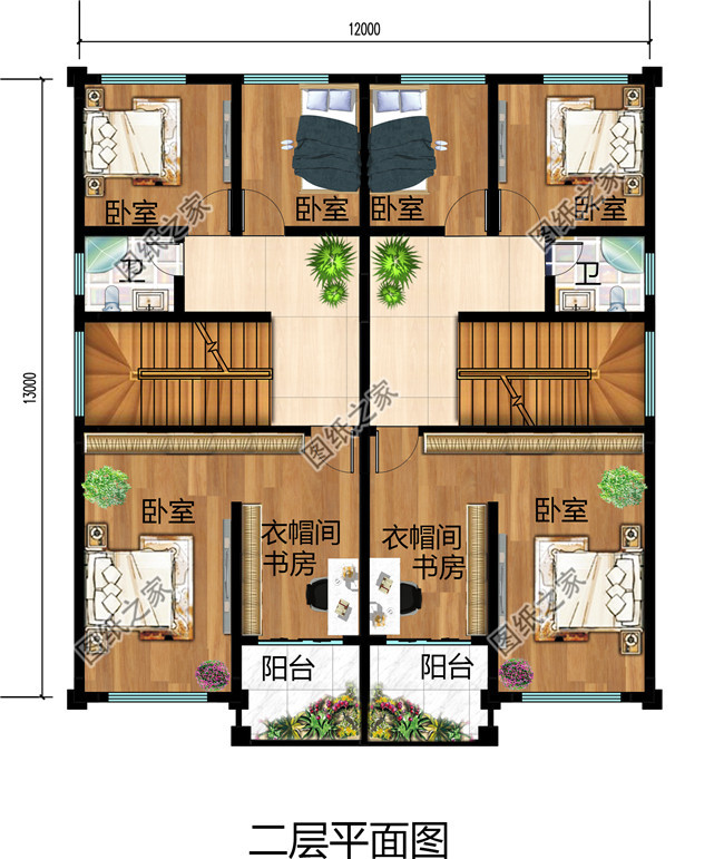 三層雙拼別墅效果圖及戶型圖，占地150平米